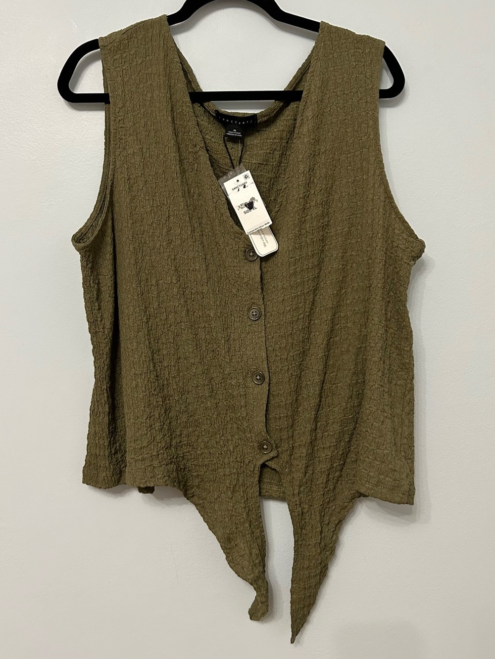 Sanctuary Green Tie Front Tank Top